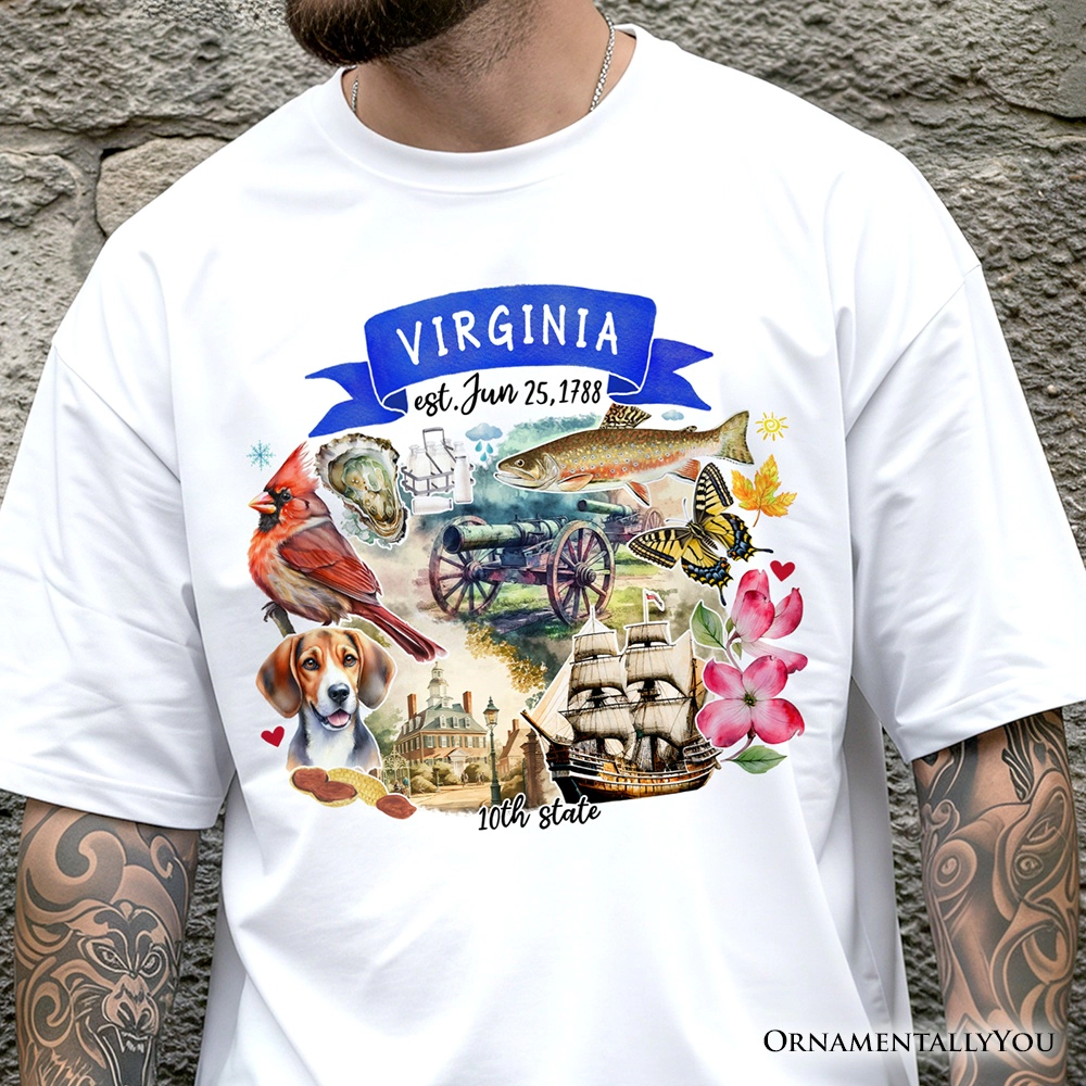 OrnamentallyYou Unisex Artistic Virginia State Themes And Landmarks T-Shirt