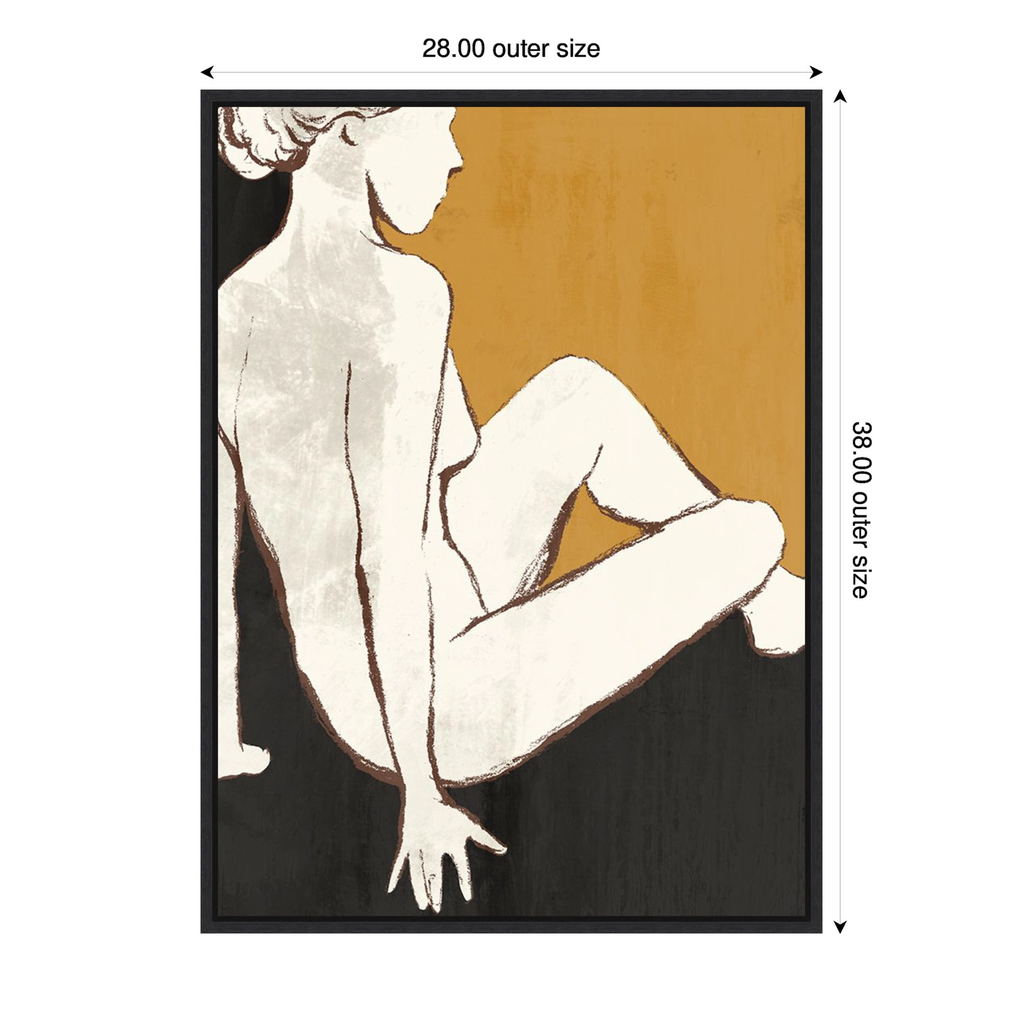 Amanti Art Seated Figure Ochre Framed Canvas Wall Print