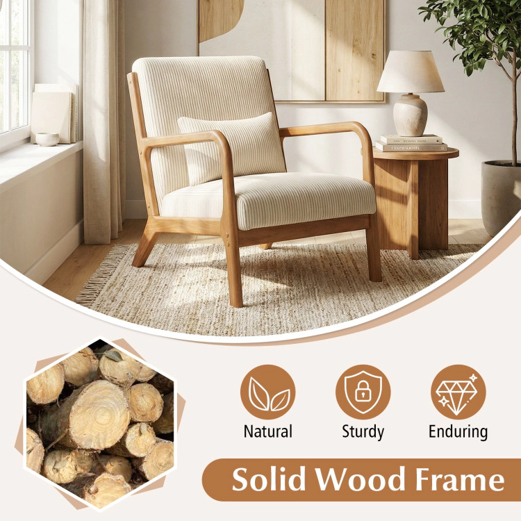 Hivvago Accent Chair Corduroy Upholstered Lounge With Lumbar Pillow