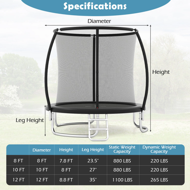 Hivvago 8FT Outdoor Heavy-Duty Recreational Trampoline