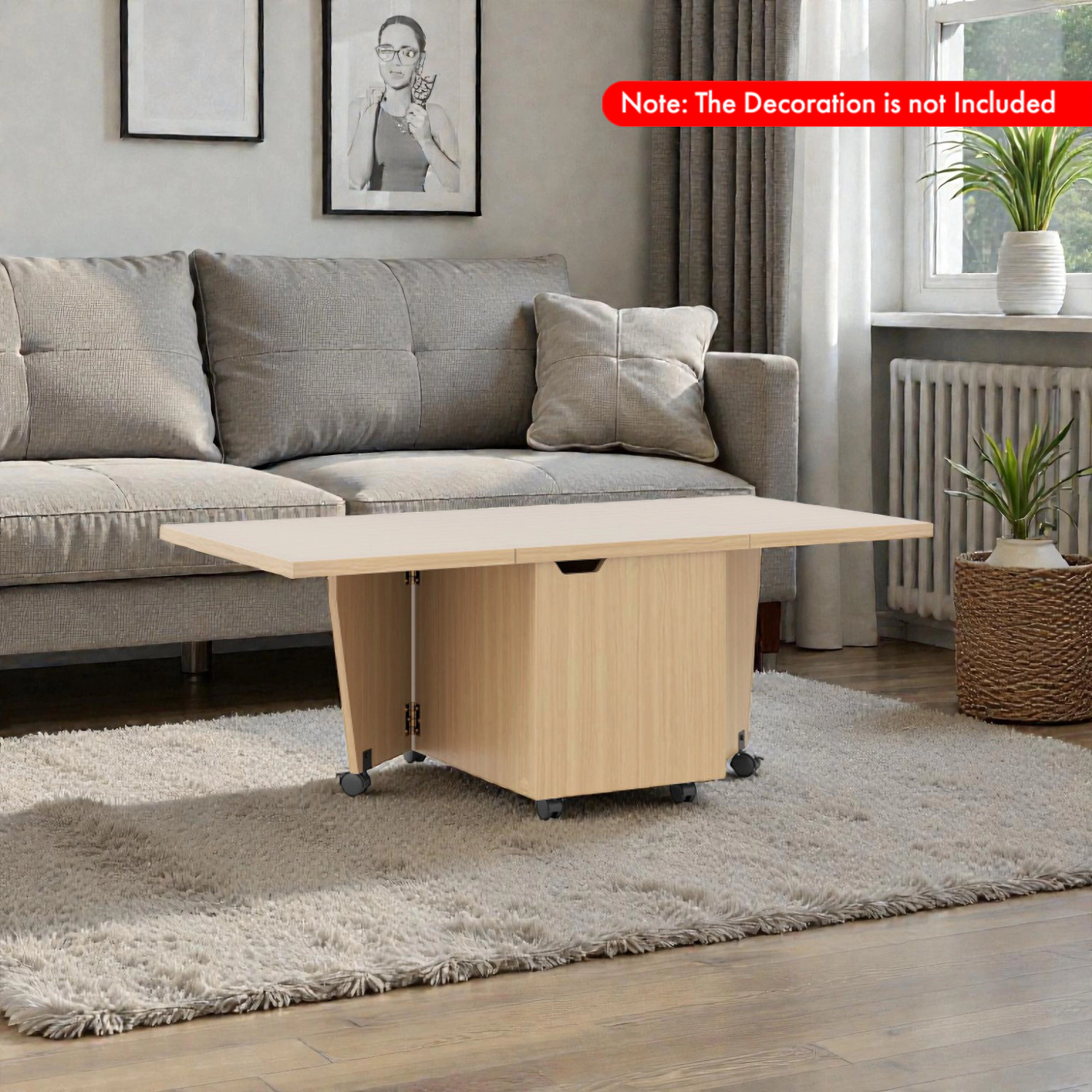 Hivvago Adjustable Center Table with Foldable Feature and Hidden Storage