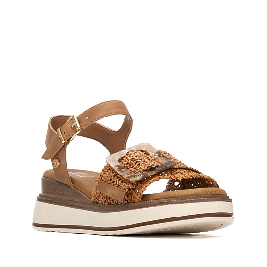XTI Women sandals ankle-strap wedge, Color: Camel - JCPenney
