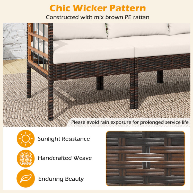 Hivvago Patio Rattan Chairs With Ottomans And Side Table For Backyard