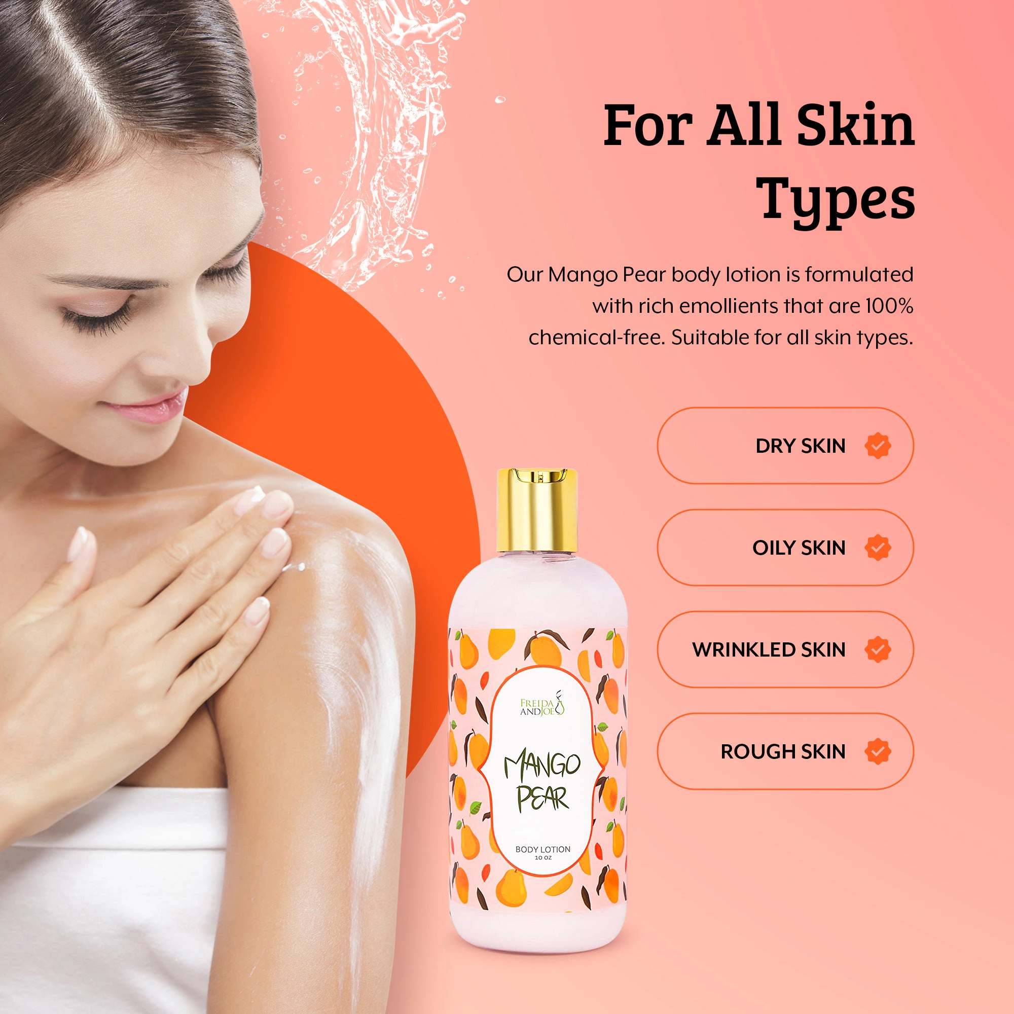 Freida and Joe Mango Pear Womens Deep Moisturizing Body Lotion In 10oz Bottle Valentine's Gift