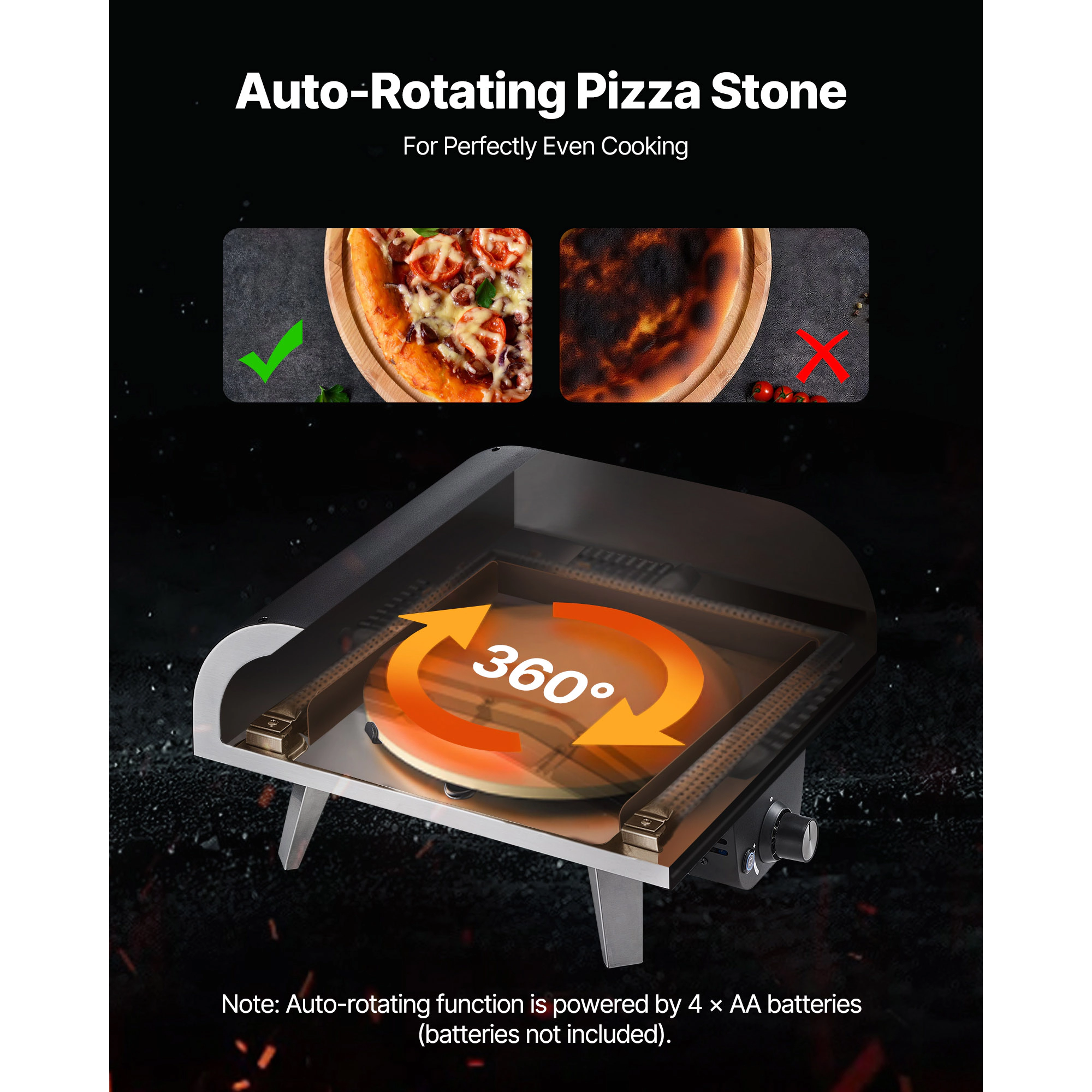 HONGGE Outdoor Pizza Oven, Propane Gas Pizza Maker, Portable Pizza-Cooker with Thickened Pizza-Stone, Carry Bag