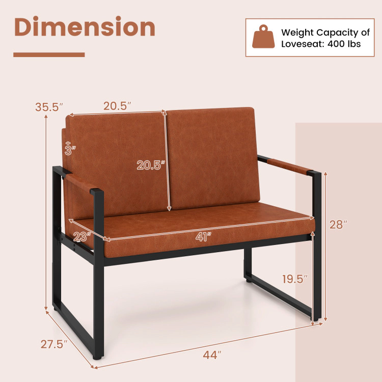 Hivvago Modern Loveseat Sofa 2 Seater Small Couch