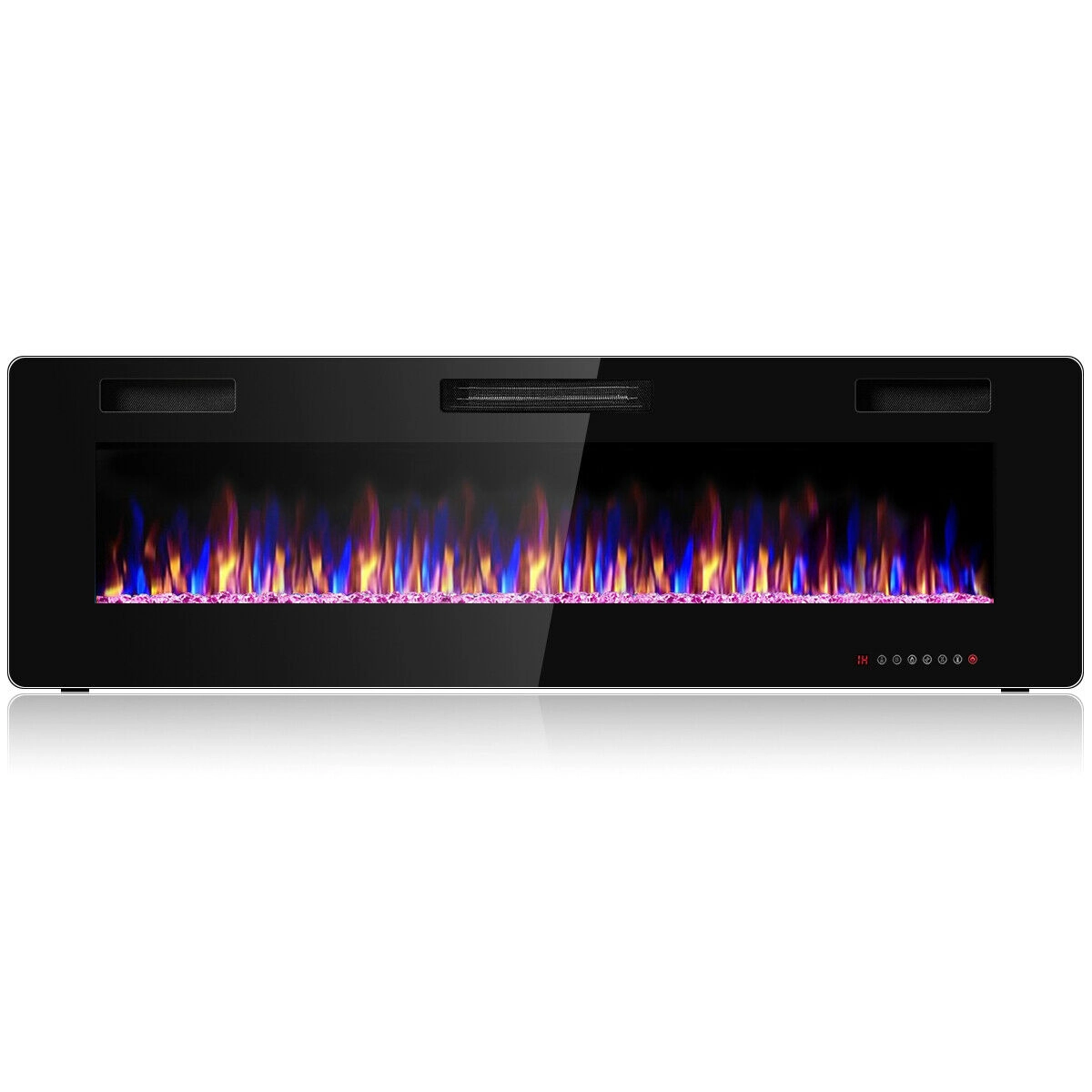 SlickBlue 60 Inch Wall Mount Electric Fireplace with Crystals, 12 Flame Colors