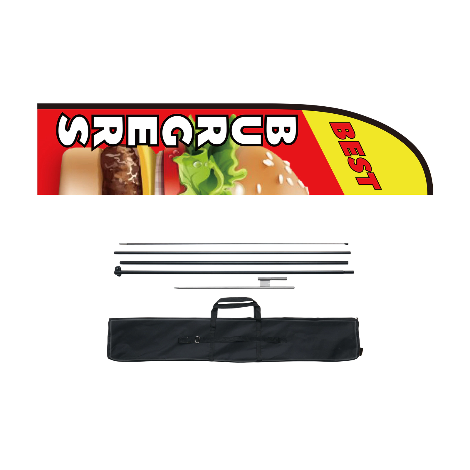 HONGGE Feather Flag Pole Kit Swooper Flag Pole Sign Flag Poles for Business Advertising Flags Outdoor with Ground