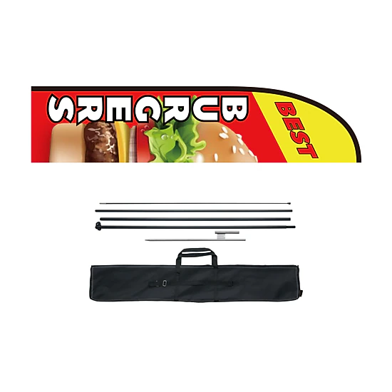 HONGGE Feather Flag Pole Kit Swooper Flag Pole Sign Flag Poles for Business Advertising Flags Outdoor with Ground