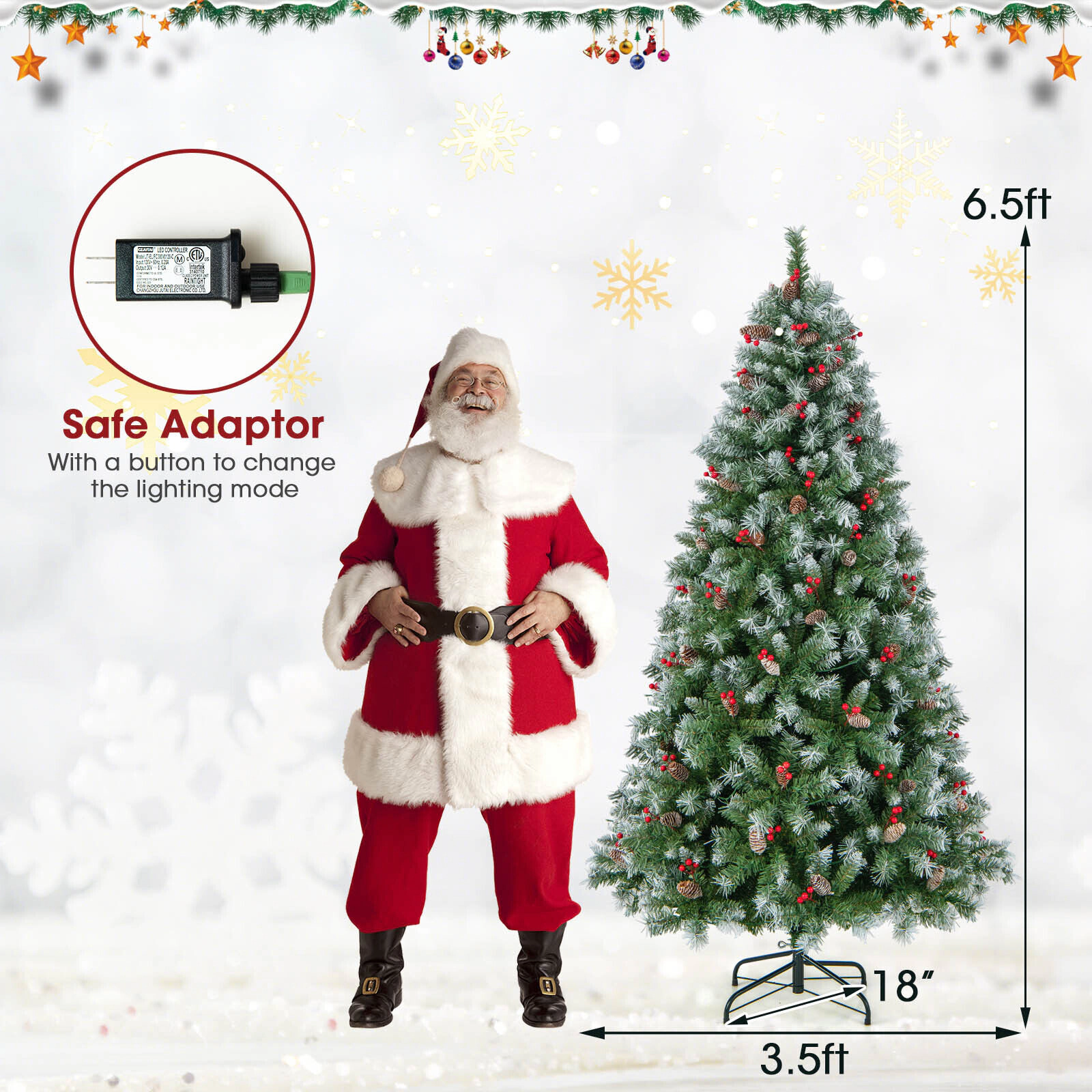 SlickBlue Artificial Christmas Tree with Warm White LED Lights