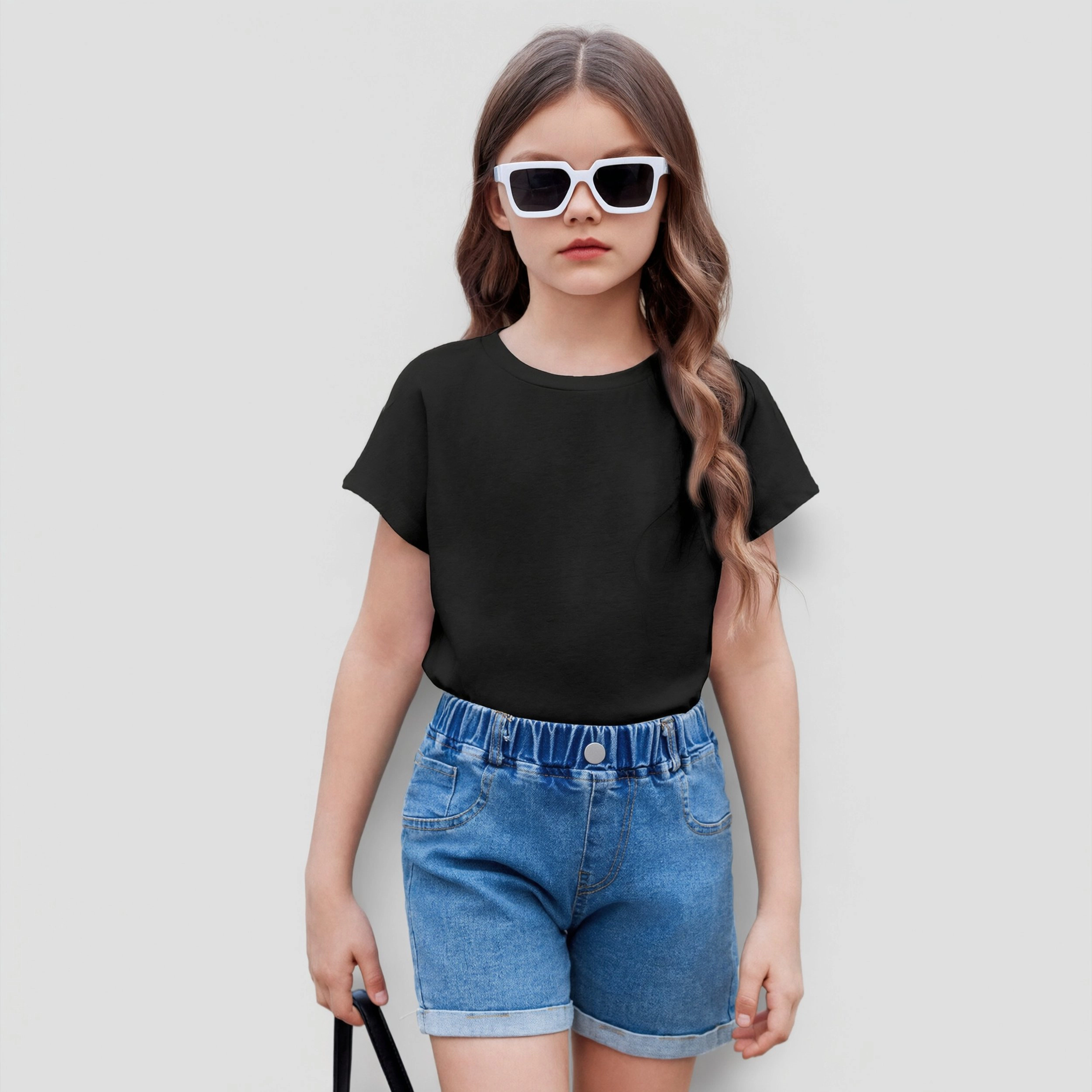 Arshiner Girls Short Sleeve Cropped Tshirts Crew Neck Loose Crop Tops Summer Casual Drop Shoulder