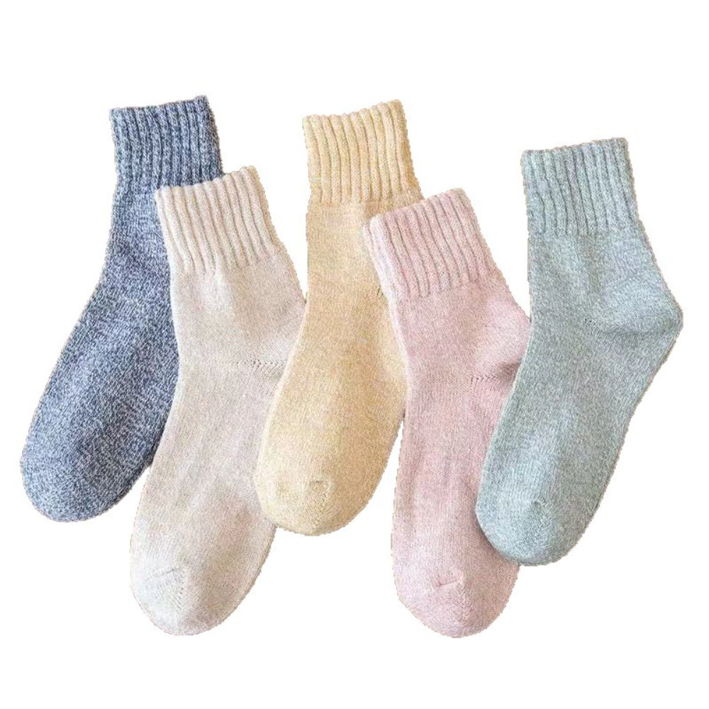 Wardrobe Whimsy 5 Pairs Crew Warm Socks for Women Classic Women's Winter Soft Crew Sock