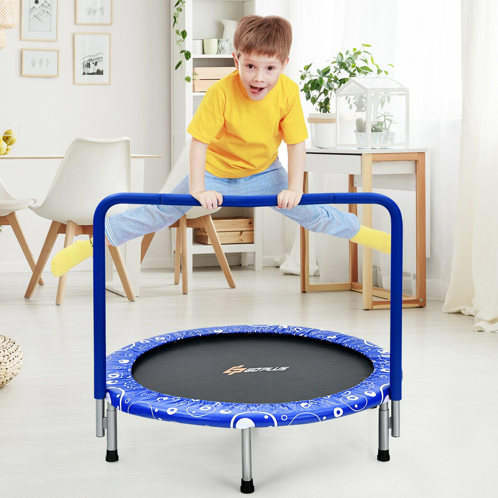 LJG 36 Inch Kids Trampoline Mini Rebounder with Full Covered Handrail