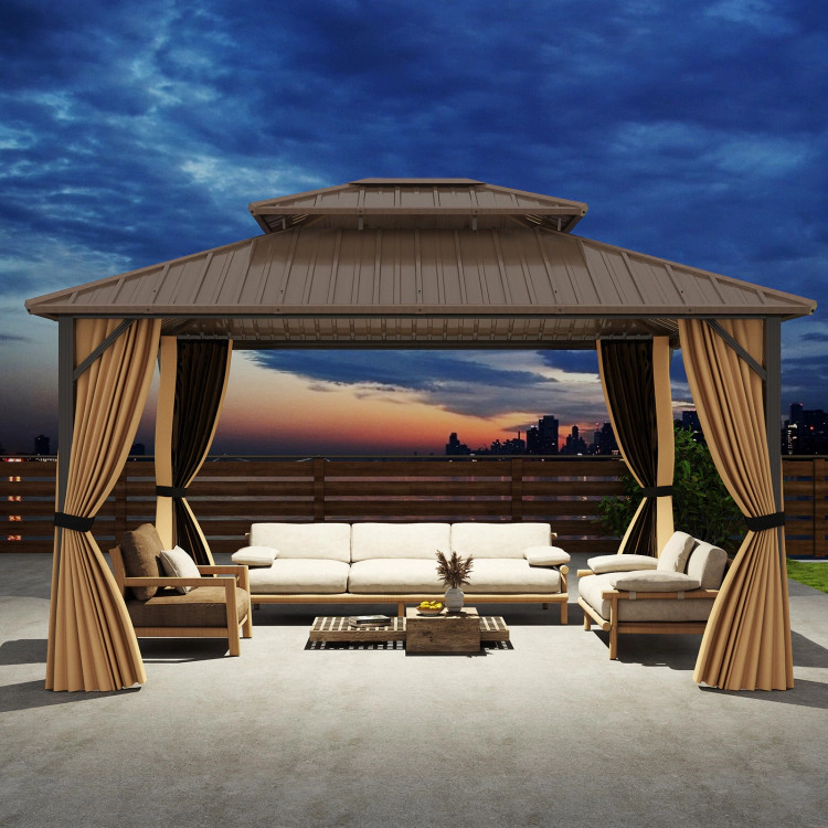Hivvago 14 x 12 FT Hardtop Gazebo Outdoor Pergola for Patio Garden Deck Lawn Backyard Party Tent