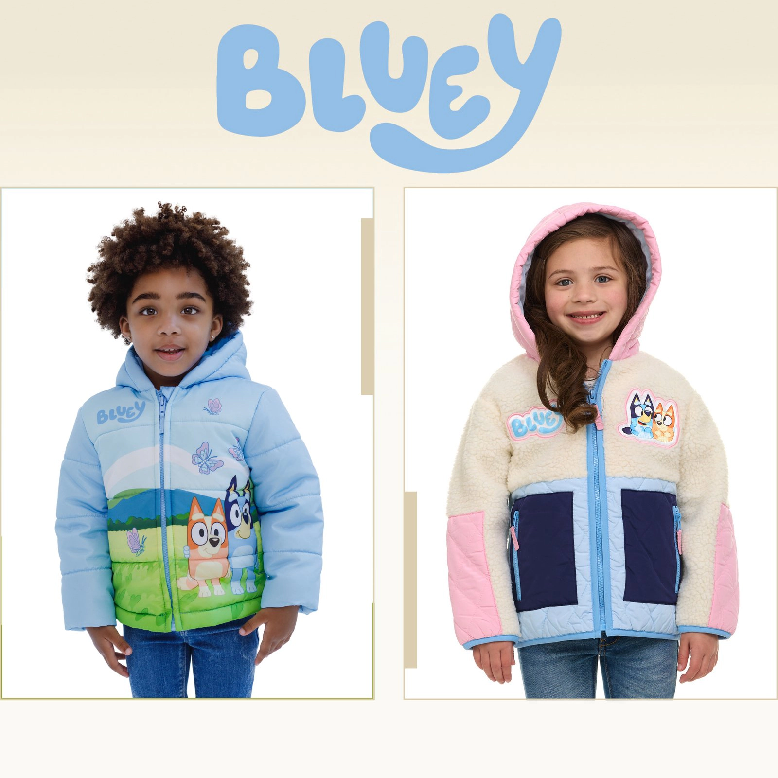 Bluey Girls' Hooded Fleece Zip-Up Jacket