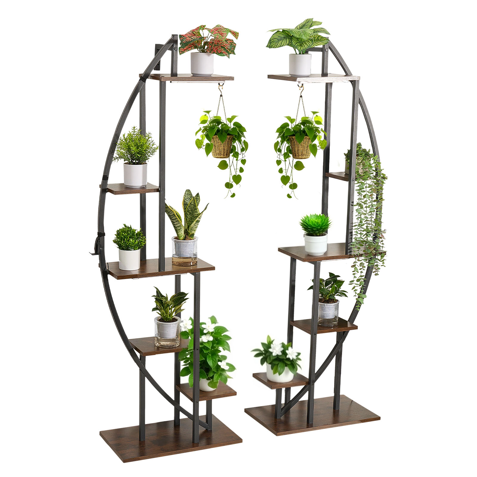 HONGGE Plant Stand Indoor with Grow Lights Lighted Plant Shelf 2 Pack Metal Corner Plants Holder 3 Timer & 10