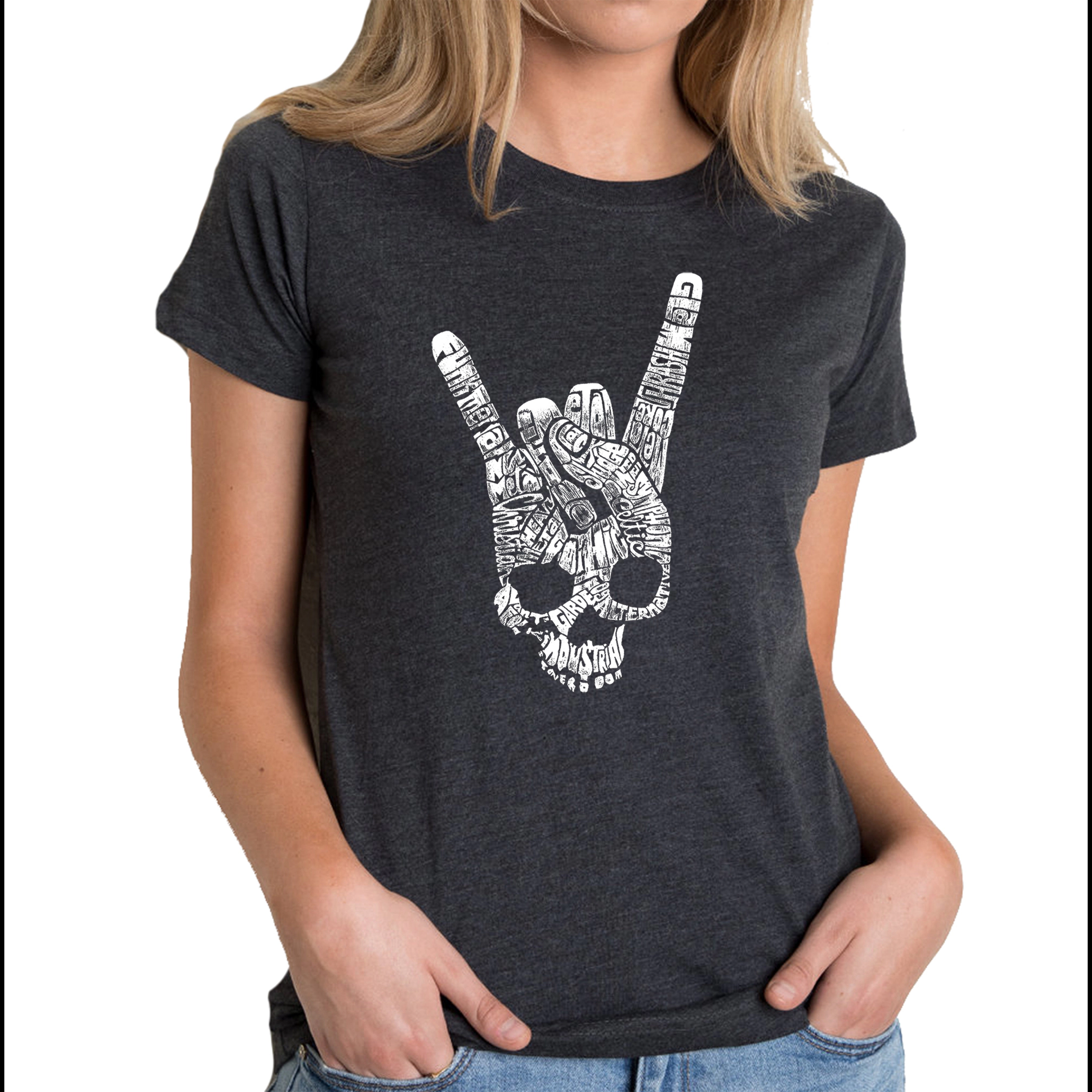 LA Pop Art Women's Cotton/Poly Blend Word TShirt - Heavy Metal Genres