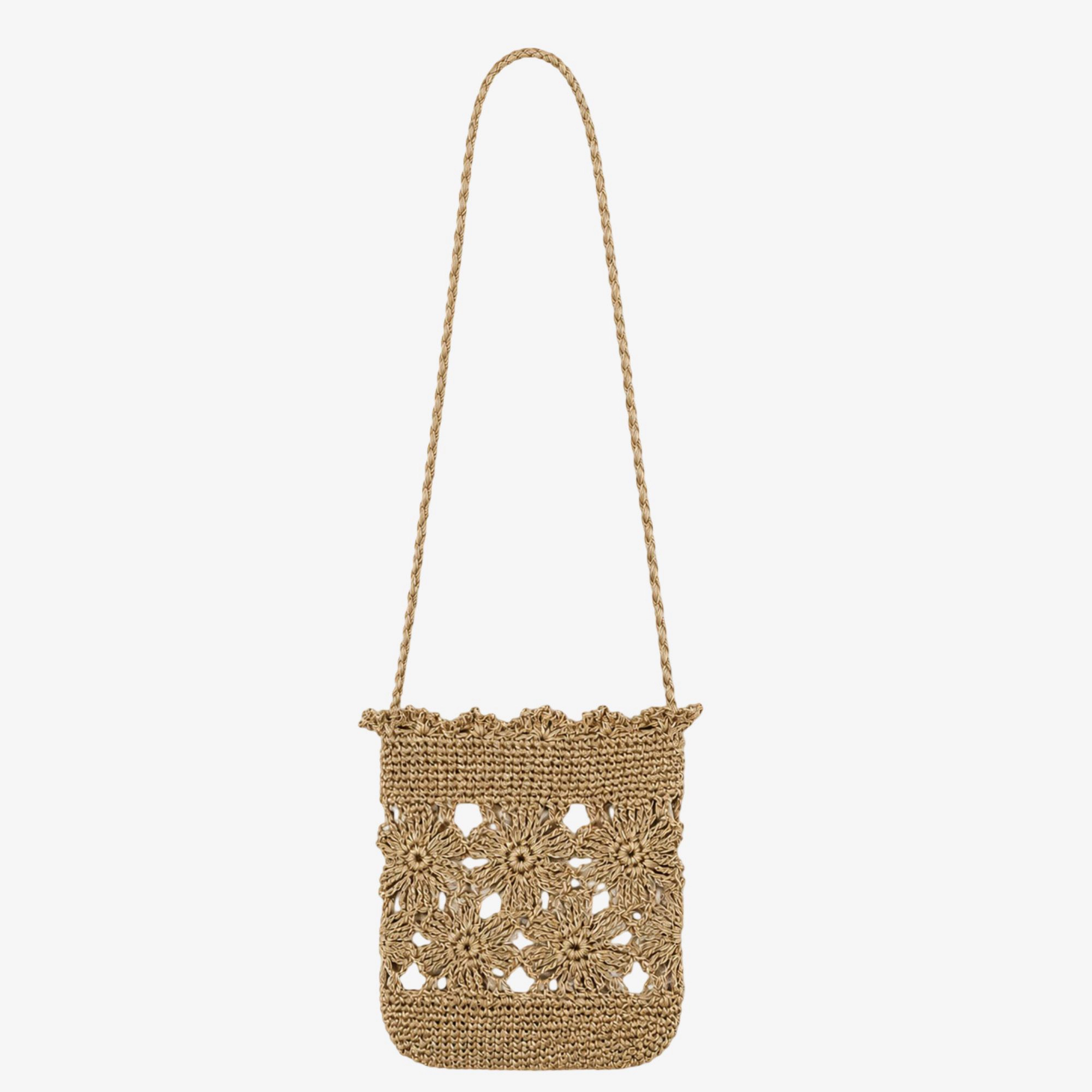 Alilang Women's Hand-Crocheted Small Crossbody Bag with Hollow Flower Design for Casual Everyday Wear