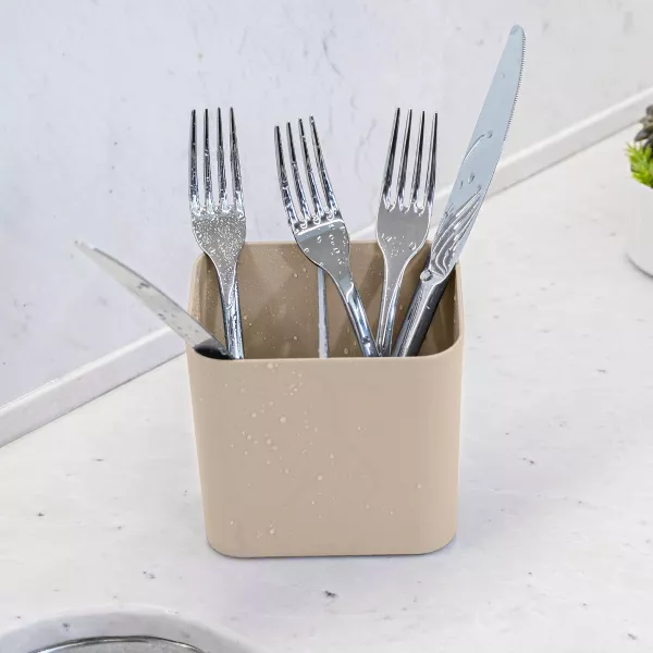OU Utensil Holder w/ Removable Divider, Nonslip Cutlery Drainer Reservoir, Scratch Resistant Kitchen Sink Caddy
