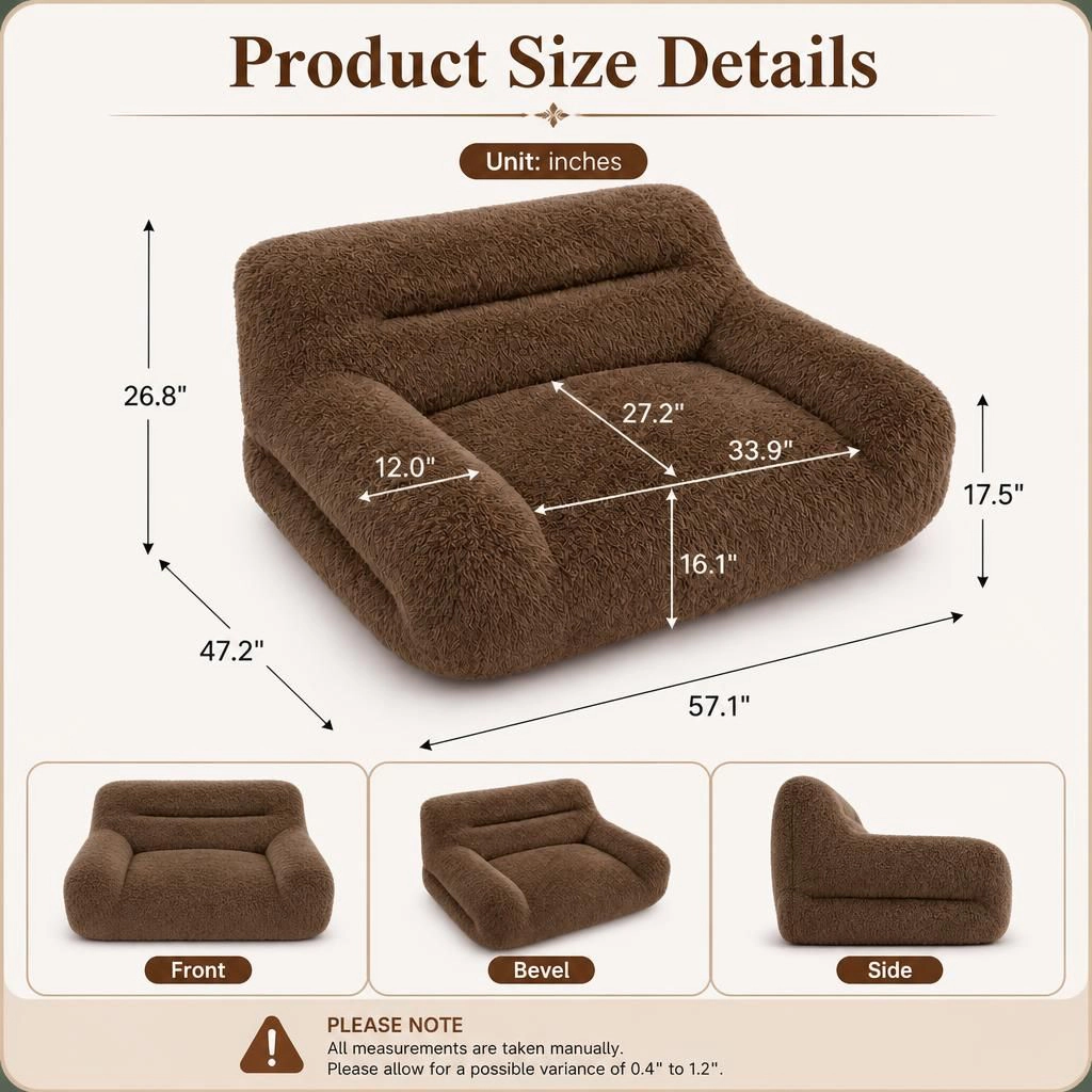 GOODSILO Comfy Soft Boucle Upholstered Lazy Lounge Bean Bag Chair