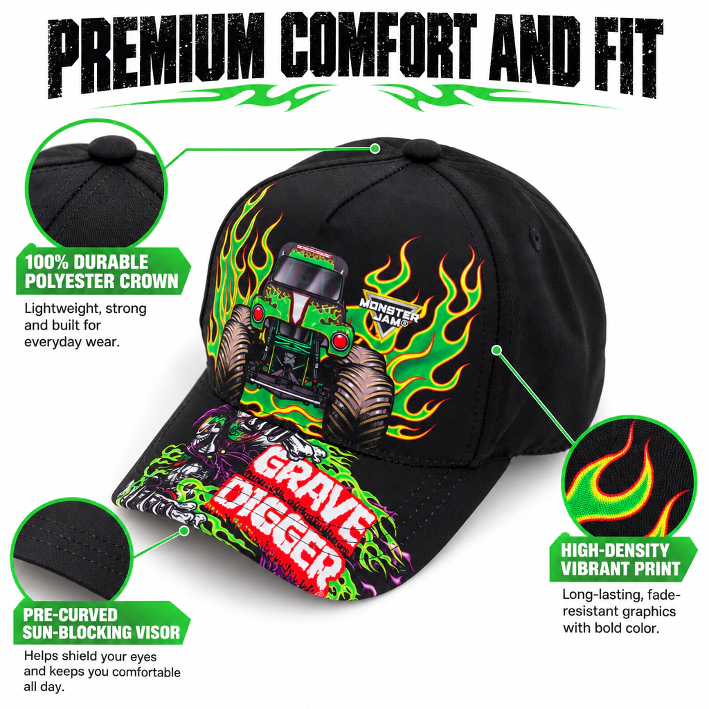 Monster Jam Grave Digger Boys' Baseball Cap