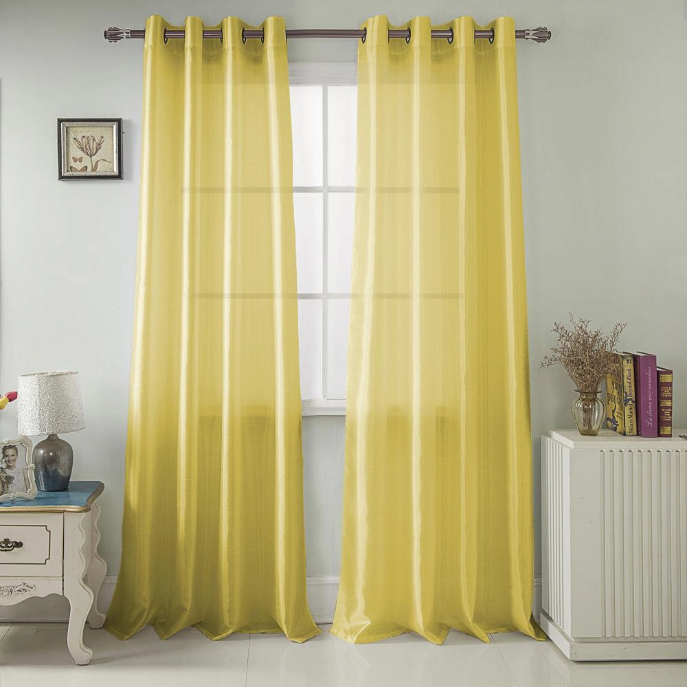 RT Designers Collection Nancy Faux Silk Grommet Curtain Panel 54" x 84" Neon Yellow