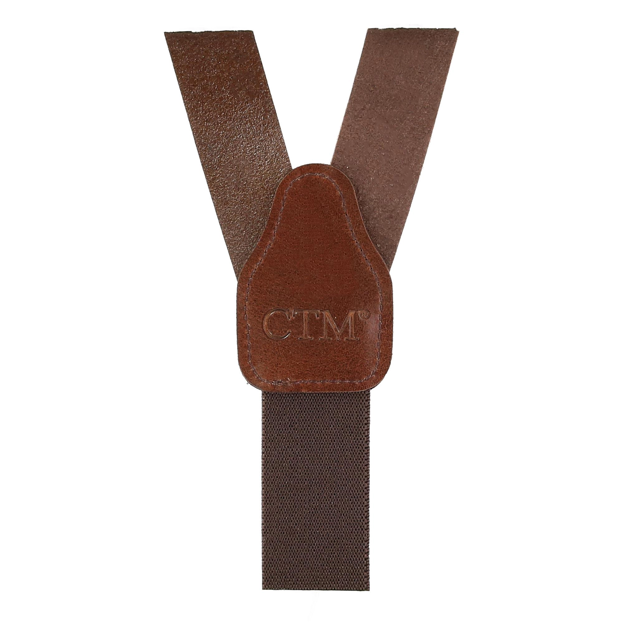 CTM Men's Coated Leather Button-End 1 Inch Suspenders
