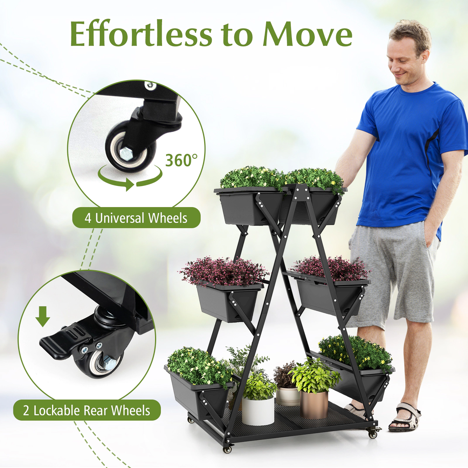 Hivvago Freestanding Vertical Raised Garden Bed with Wheels