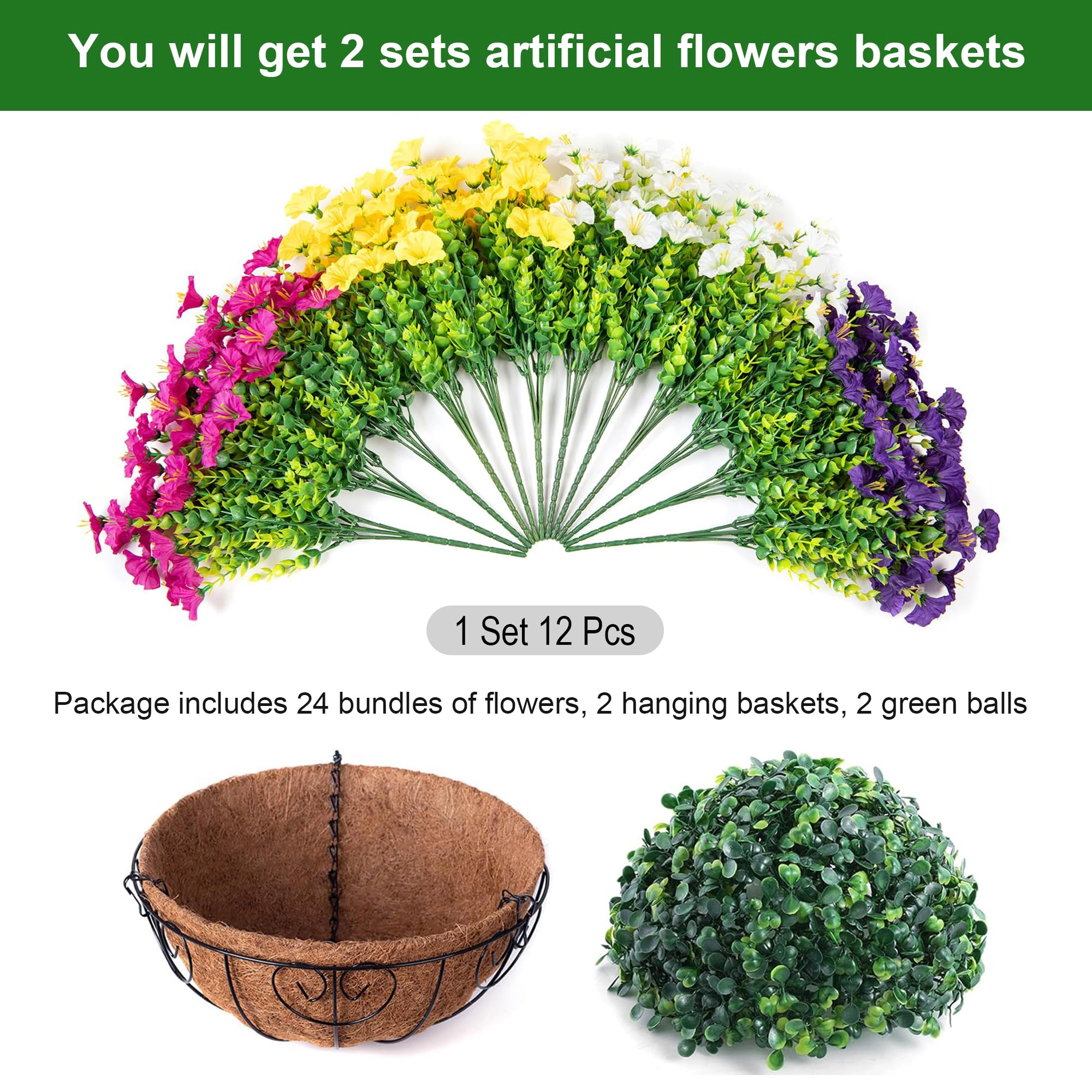 PUPWE Artificial Morning Glory Hanging Plants Outdoor