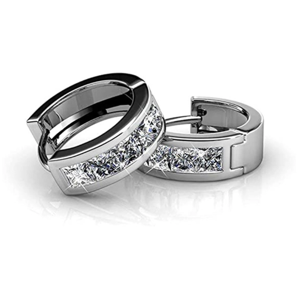 Wardrobe Whimsy Channel Set Cubic Zirconia Huggie Hoop Earrings