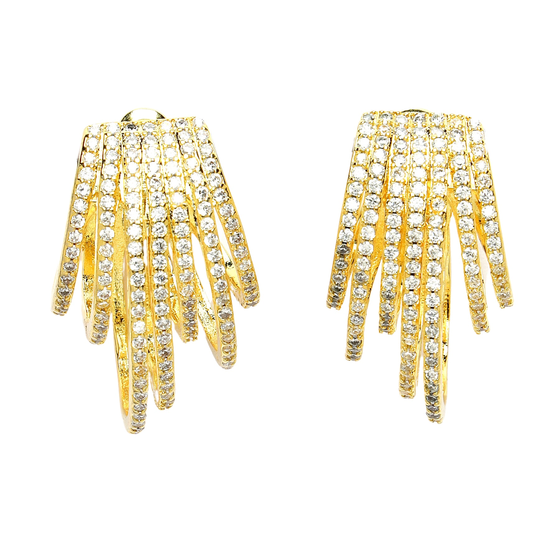 AGP PARIS Womens Diva Cubic Zirconia Fringe Hoop Earrings