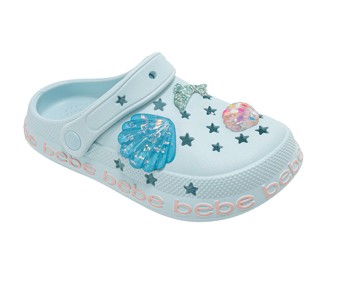 bebe Girl's Comfy EVA Clogs - Slip On Lightweight  Shoes with Sea Life Charms