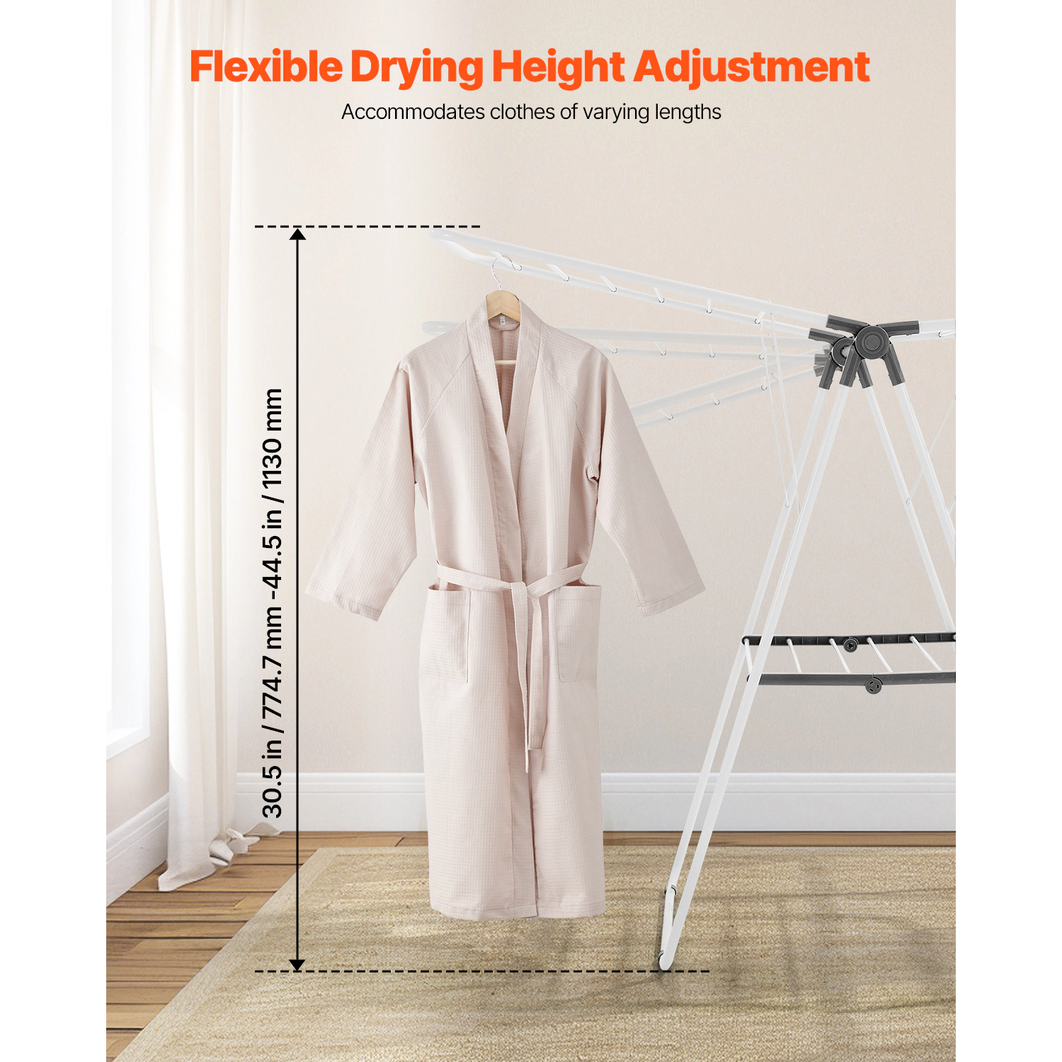 HONGGE 2-Tier Foldable Clothes Drying Rack with Sock Clips & Rods