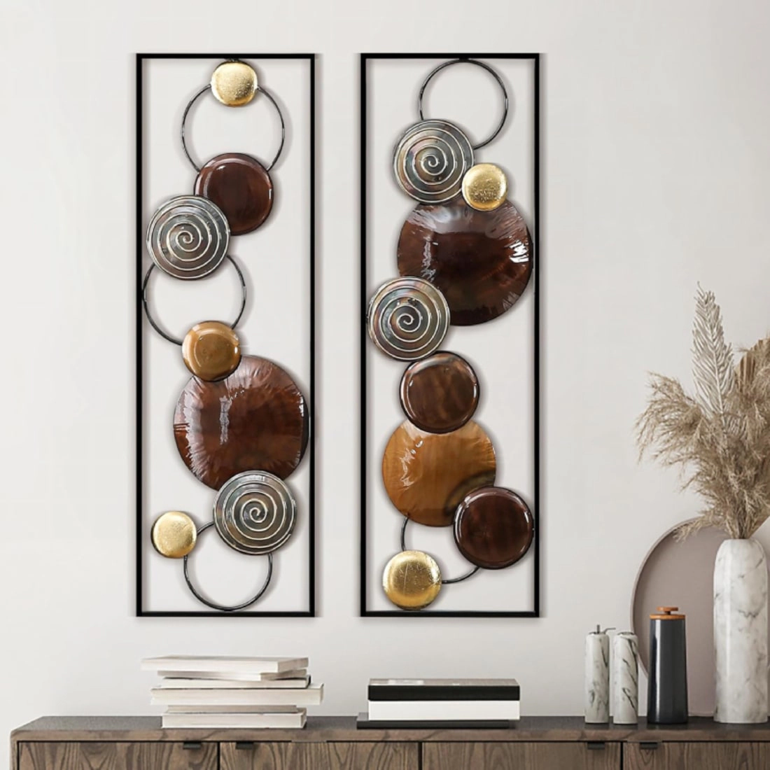 Living Hubss Abstract Metal Wall Art With Frame