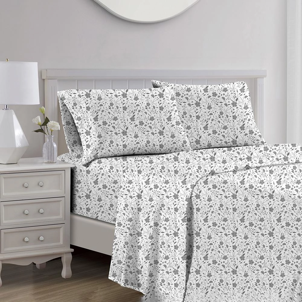 RT Designers Collection Lucy 1000 Thread Count CVC Ultra Soft Sheet Set Silver Queen