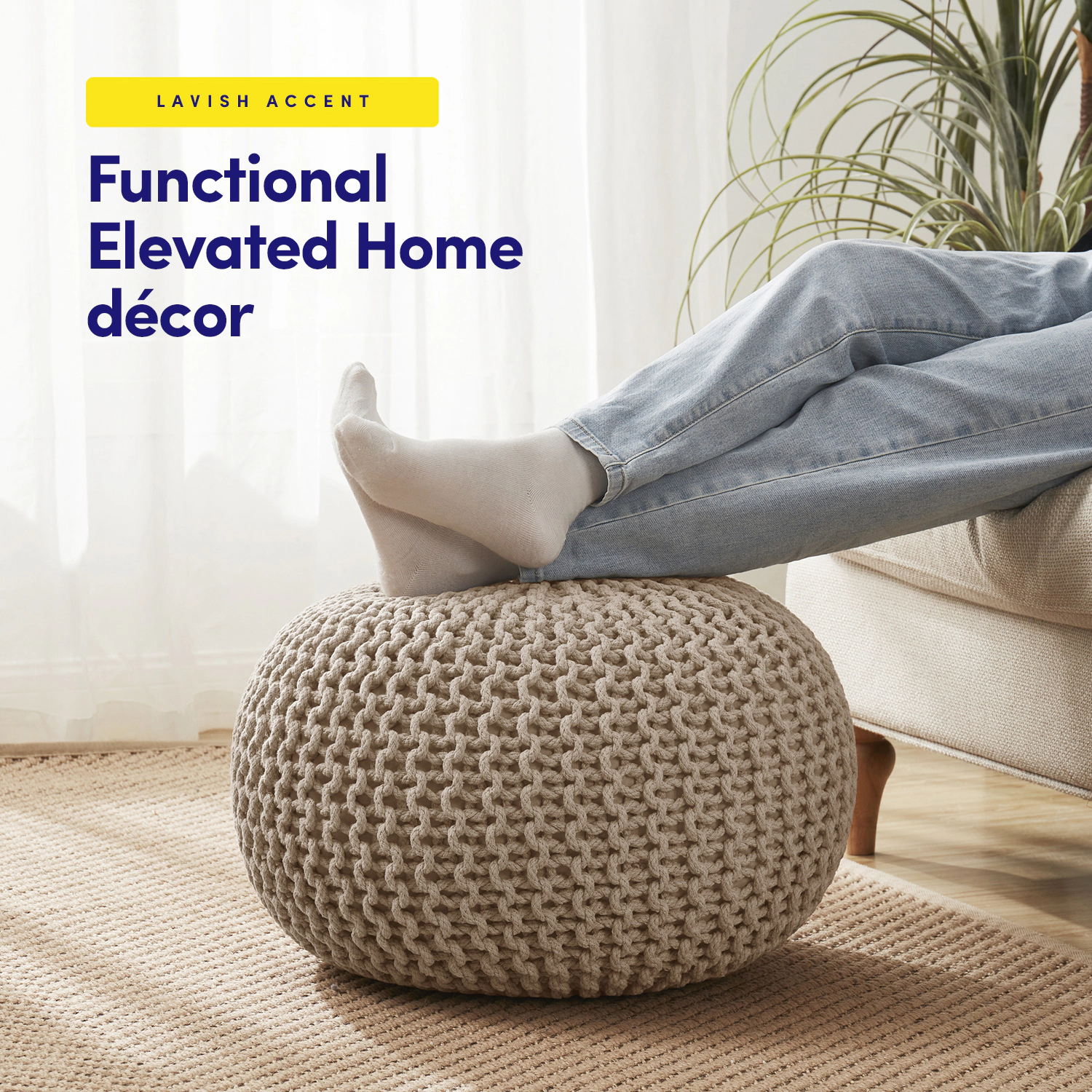 Sweet Home Collection Round Pouf Foot Stool Ottoman