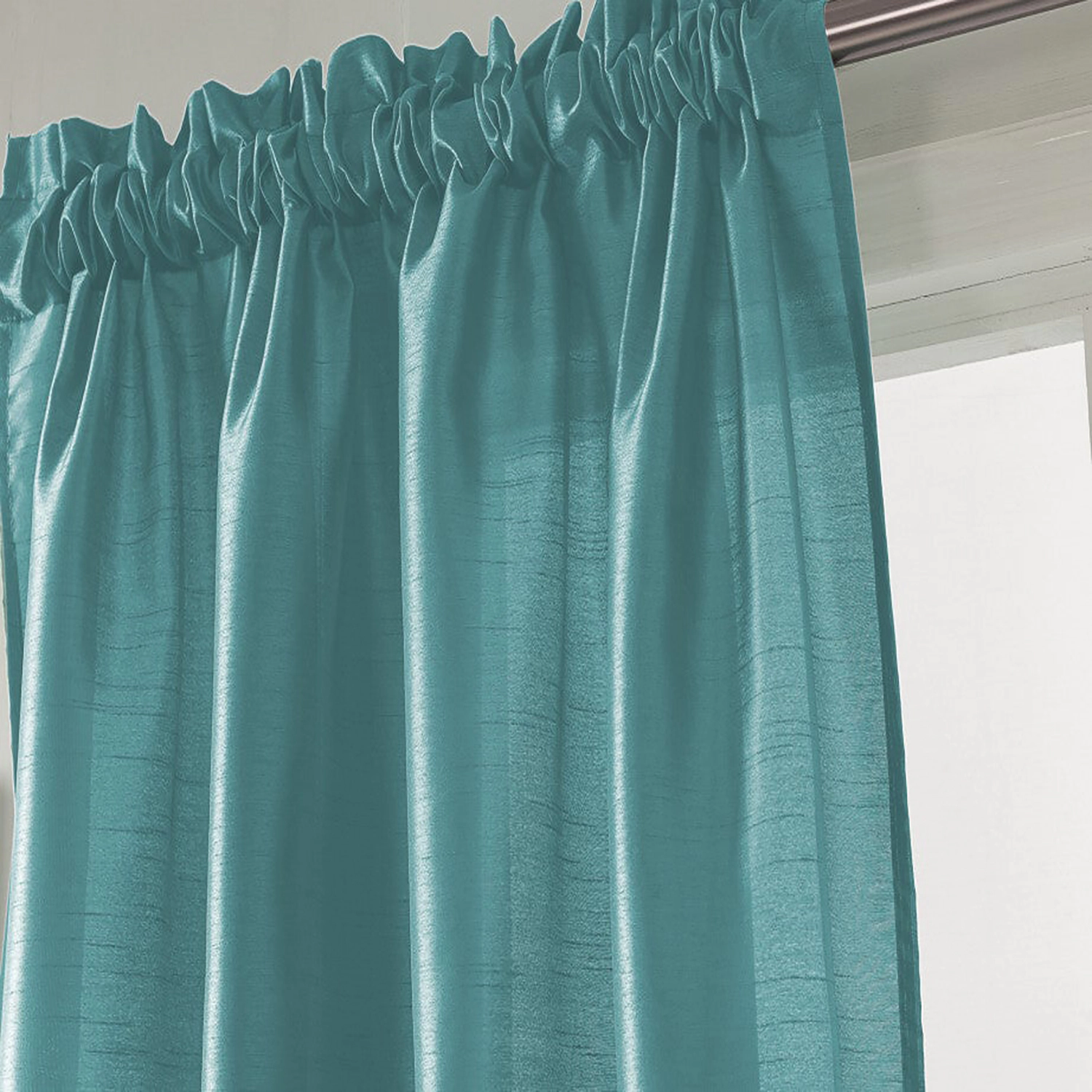 RT Designers Fau x Silk Nikki Rod Pocket Window Curtain Panel 54 x 84 Teal