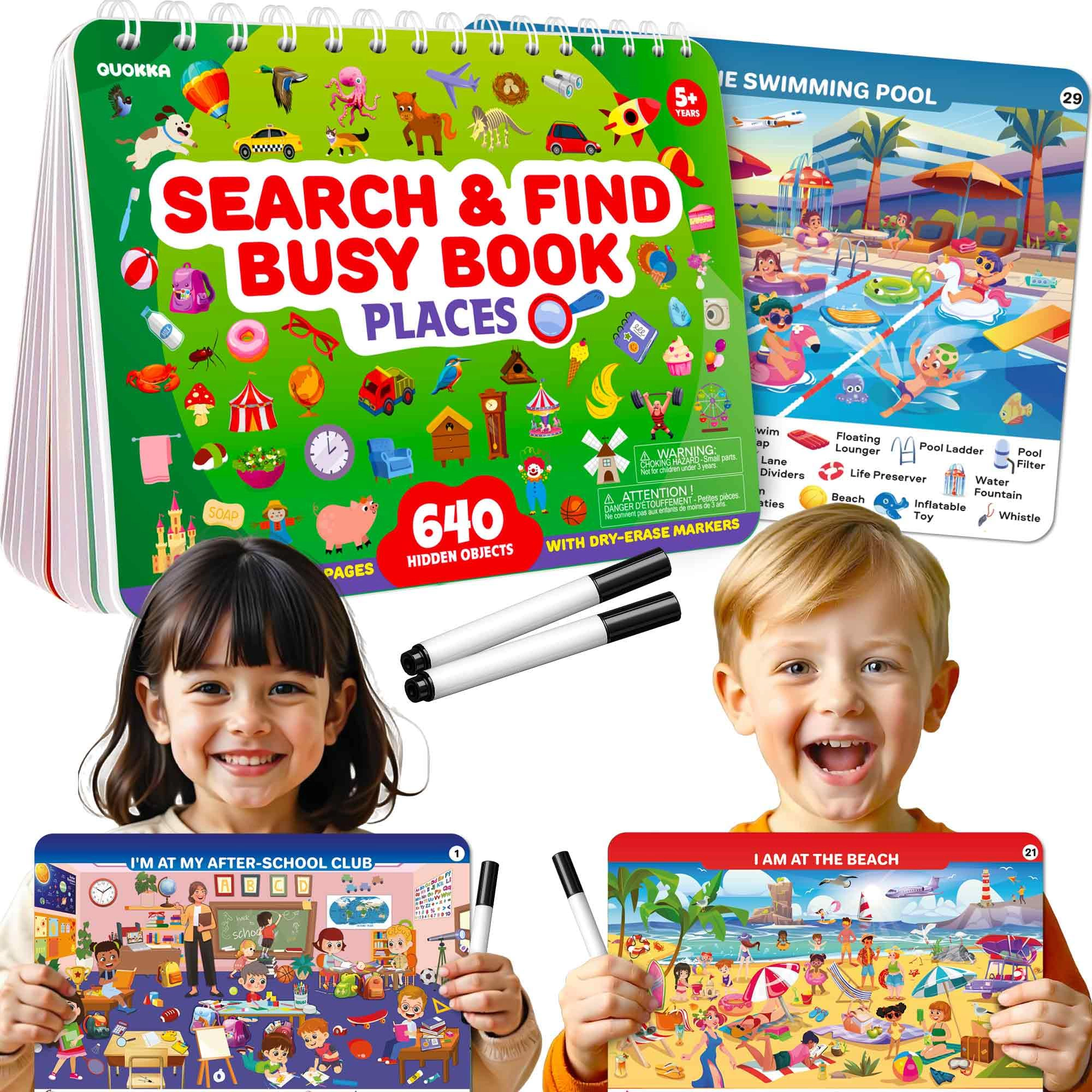 QUOKKA Busy Book for Kids - Reusable Search & Find Activity Books