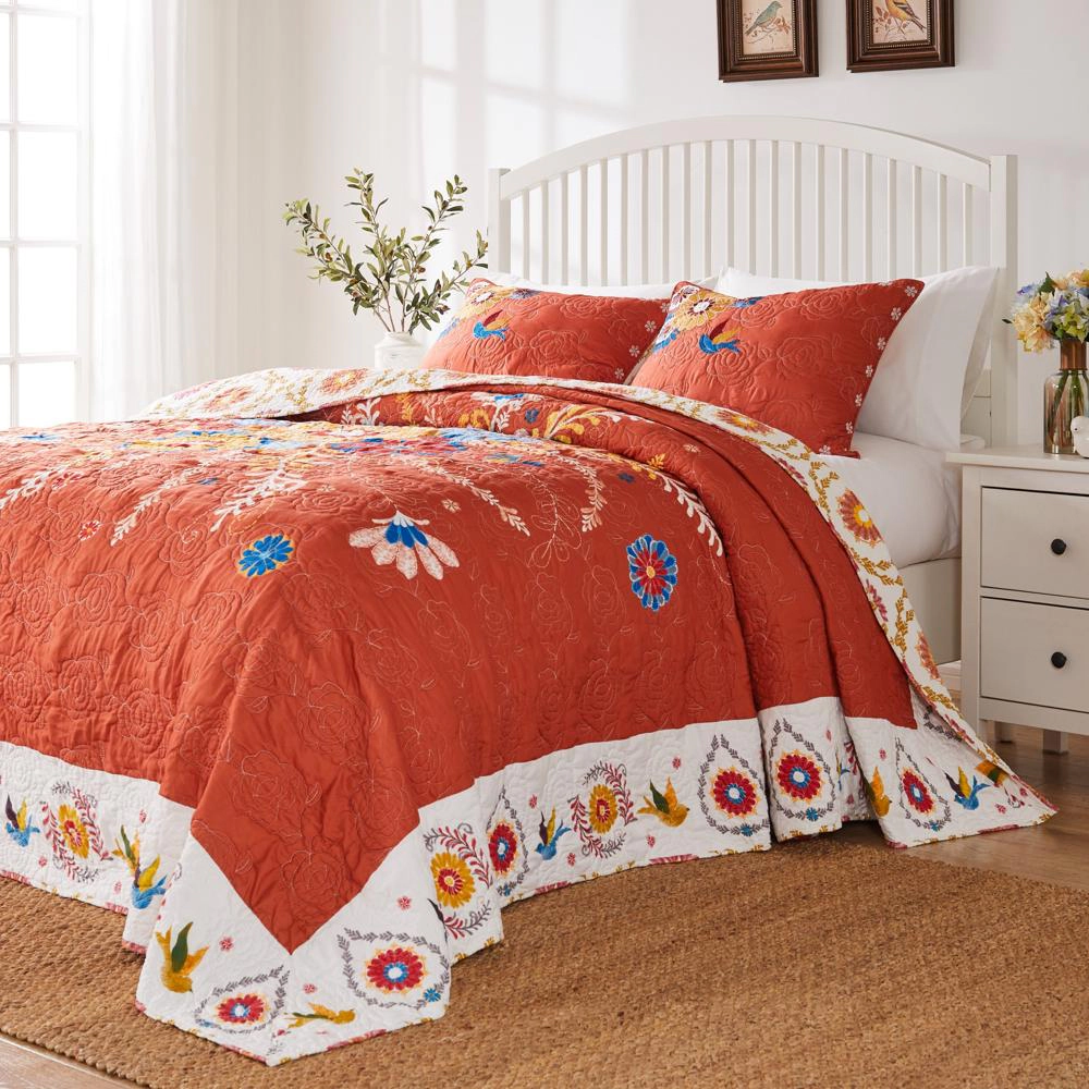 Barefoot Bungalow Topanga Luxury Modern Design 3 Piece s Bedspread Set for Bed