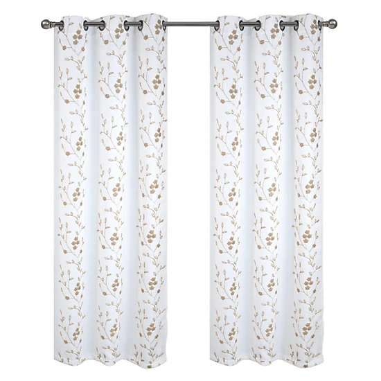 RT Designer Collection Lilian Embroidered Blackout Luxurious Decorative Grommet Curtain Panel 54" x 84" White