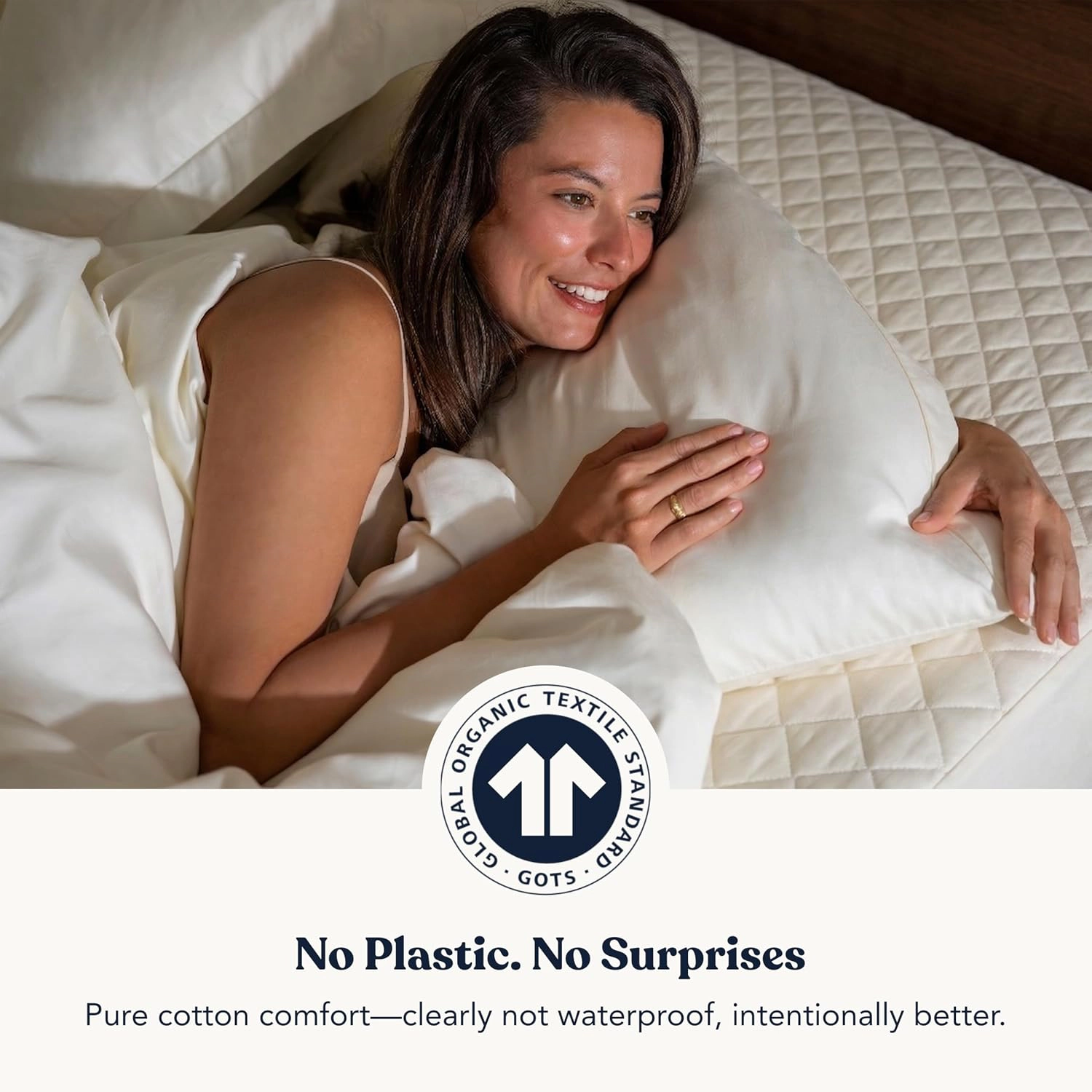 Delara Quilted Organic Cotton Mattress Pad Cover GOTS Certified 400TC 300 GSM Breathable Machine Washable 18" Pocket
