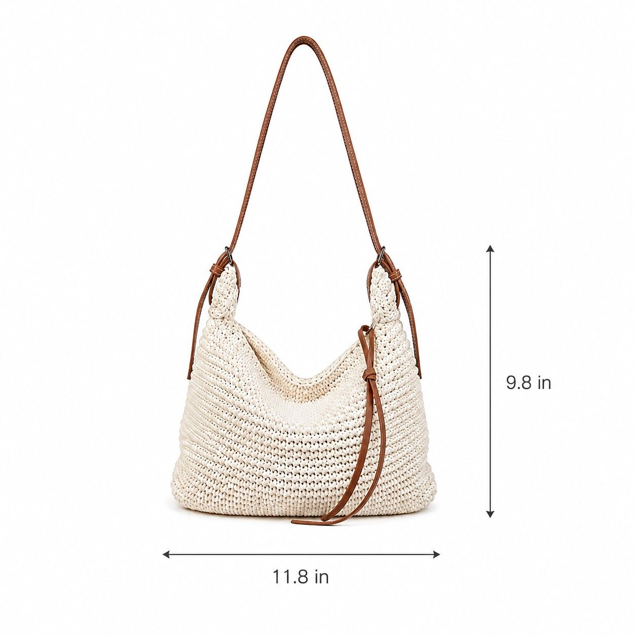 Alilang Women's Woven Hobo Shoulder Crossbody Bag with Zip Closure and Slouchy Shape, Beige