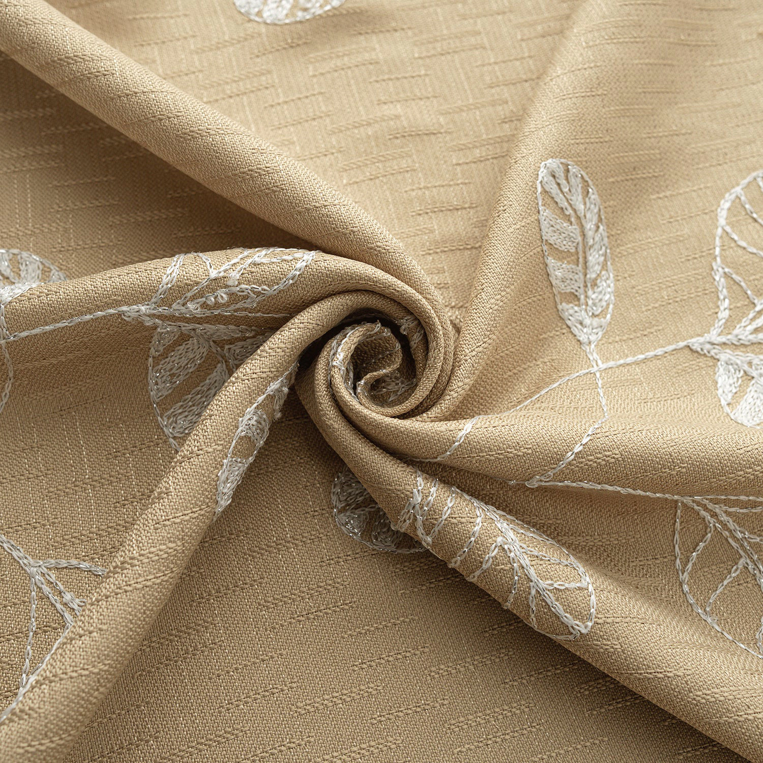 RT Designers Collection 100% Polyester 140 GSM Reed Embroidered Grommet Curtain Panel 54" x 84" Taupe