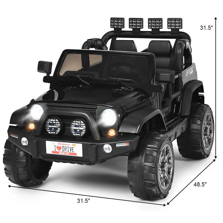 Hivvago 12V 2-Seater Ride on Car Truck with Remote Control and Storage Room