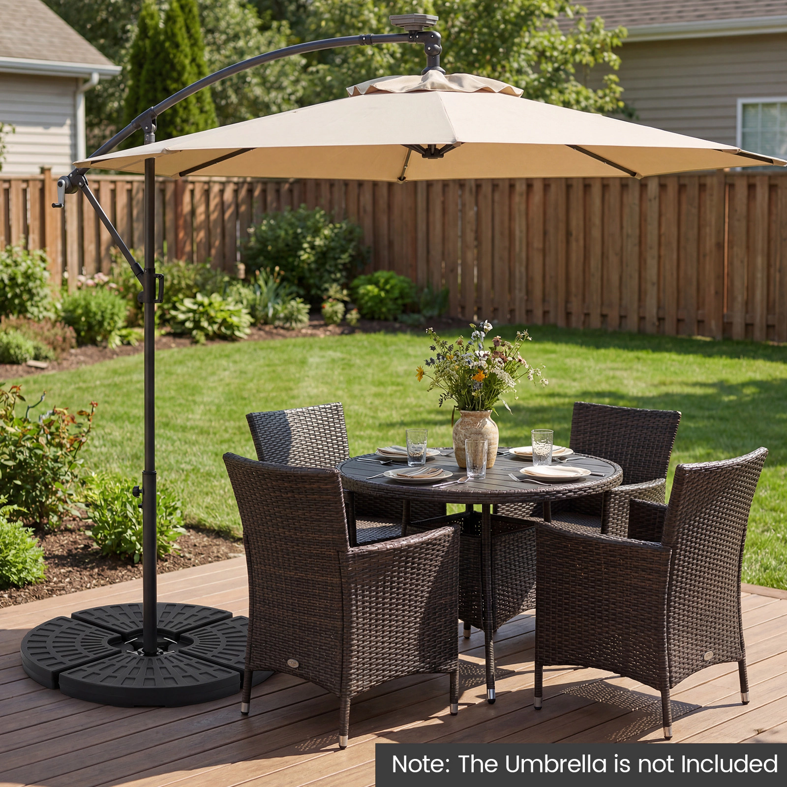 SUGIFT Patio Market Umbrella Base with U-Locking Pins 132-lb Capacity Black