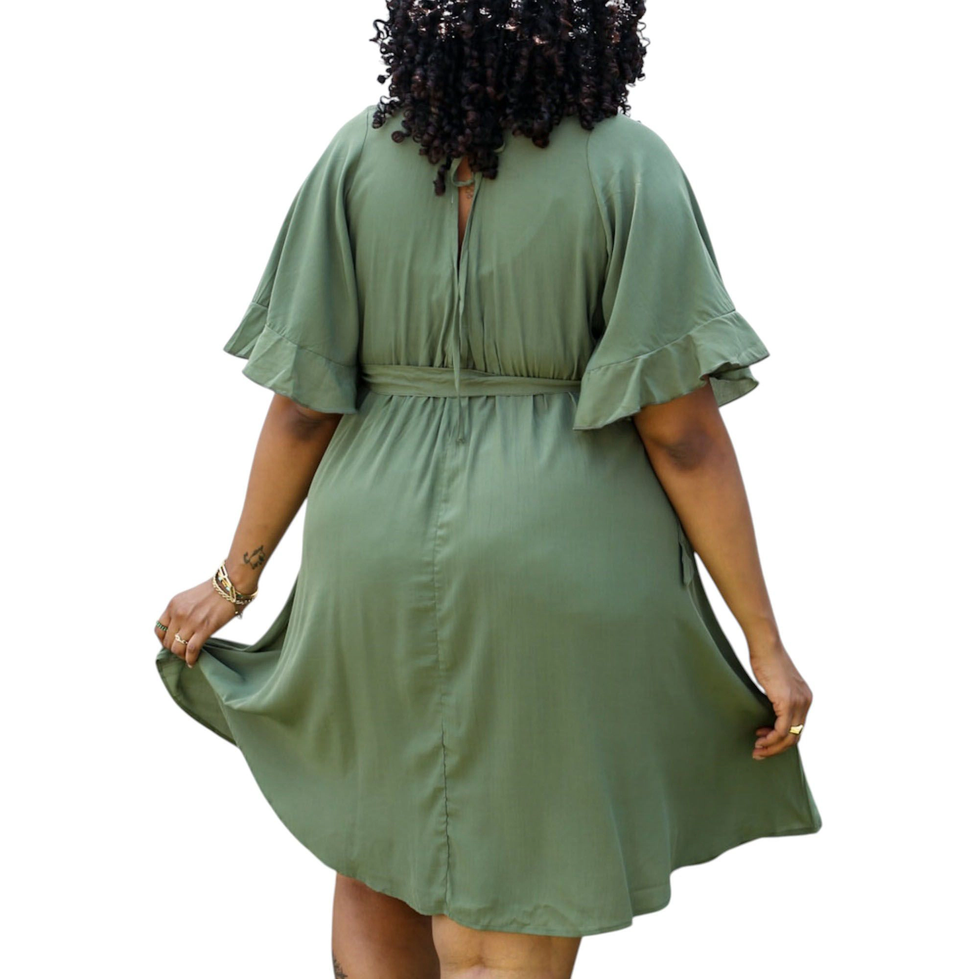 Anna-Kaci Women's Plus Short Sleeve Button-Down Dress with Flowy Skirt and Waist Belt