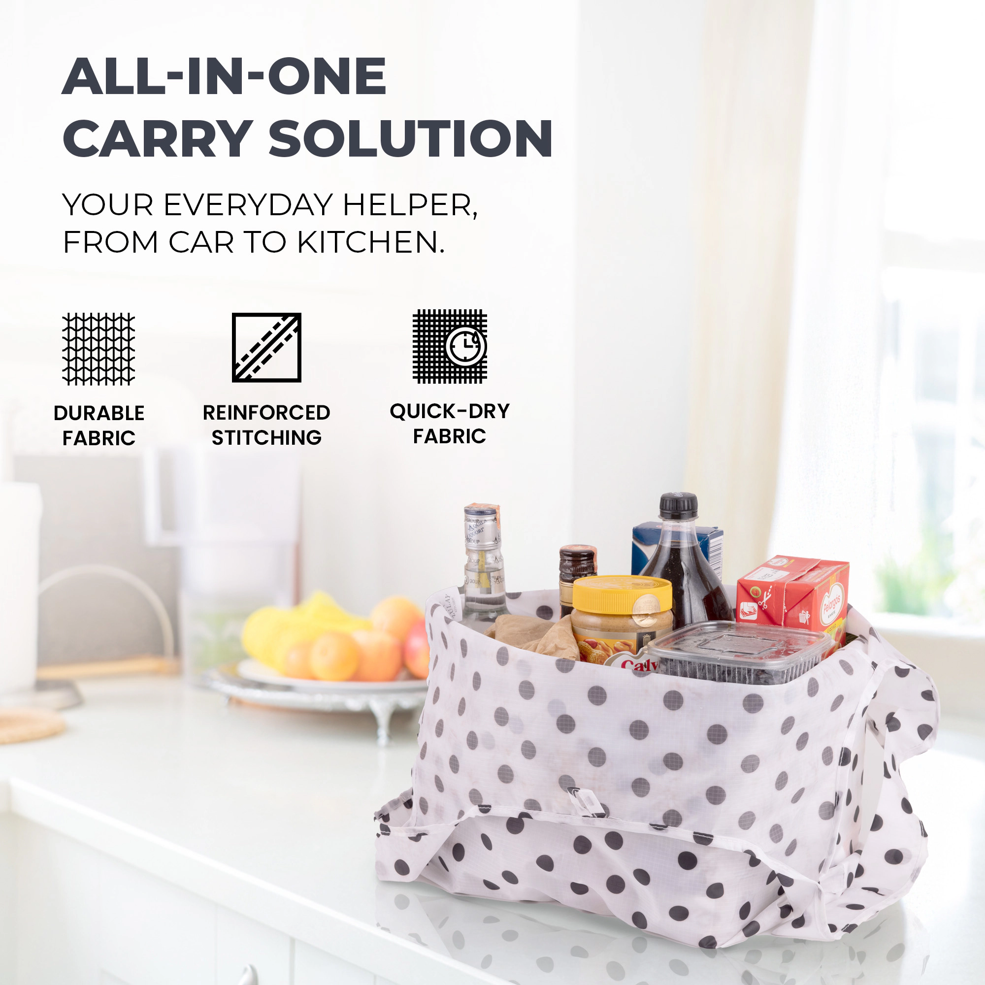 Zulay Kitchen 5 Pack 50 Pound Reusable Grocery Bags - Large Foldable With Handles and Drawstring Bag