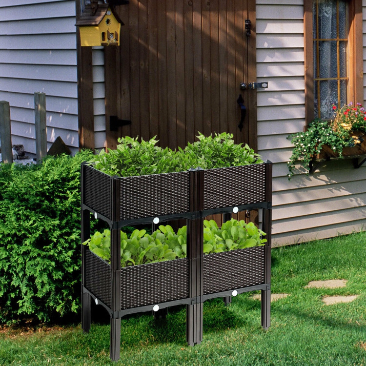 Hivvago Set of 4 Elevated Flower Vegetable Herb Grow Planter Box