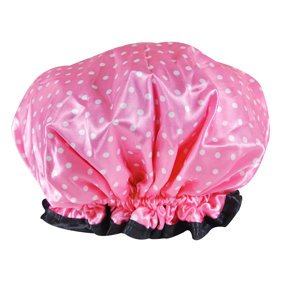 Wrapables Women's Stylish Satin Shower Cap, Petite Pink Dots