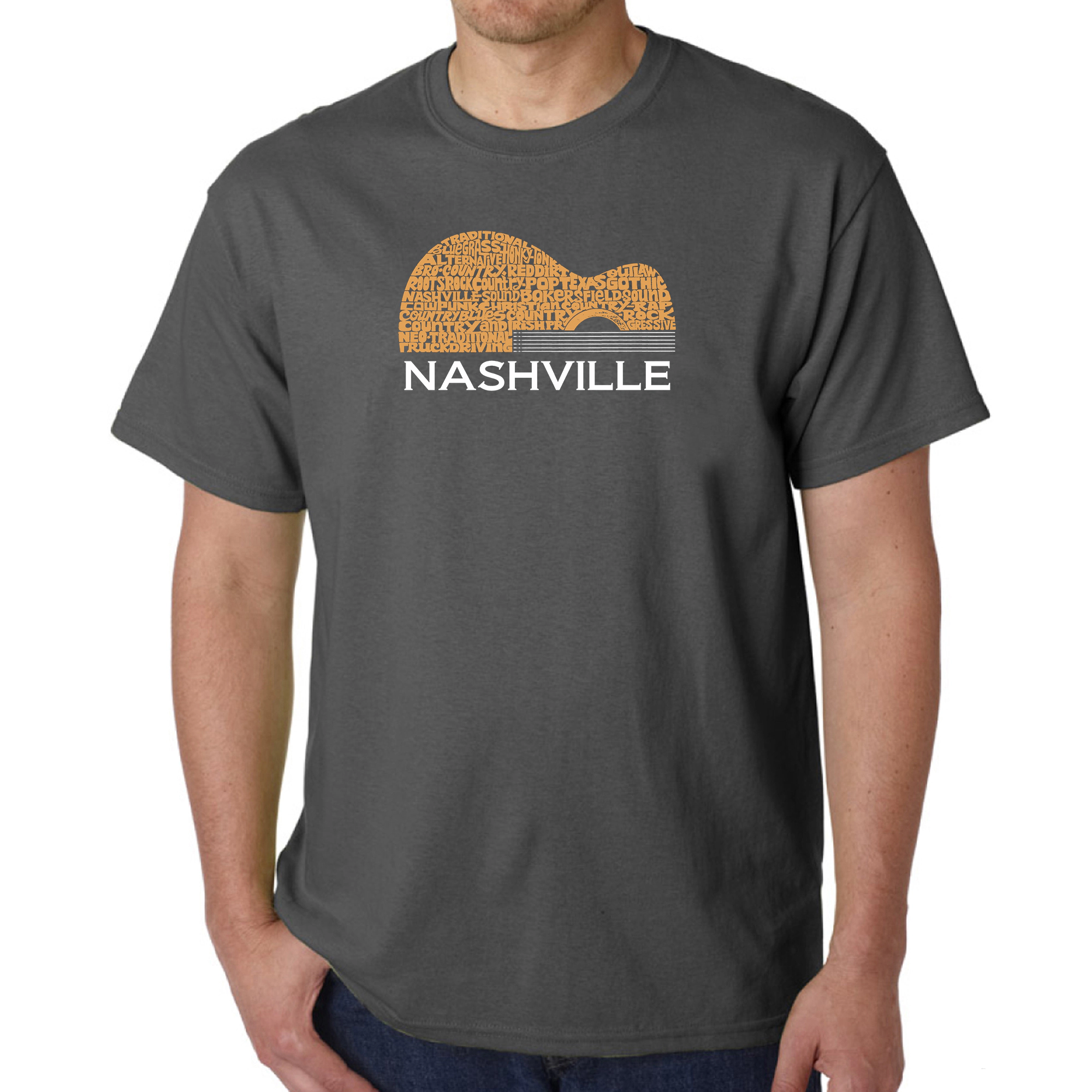 LA Pop Art Men's Word T-Shirt - Nashville Guitar